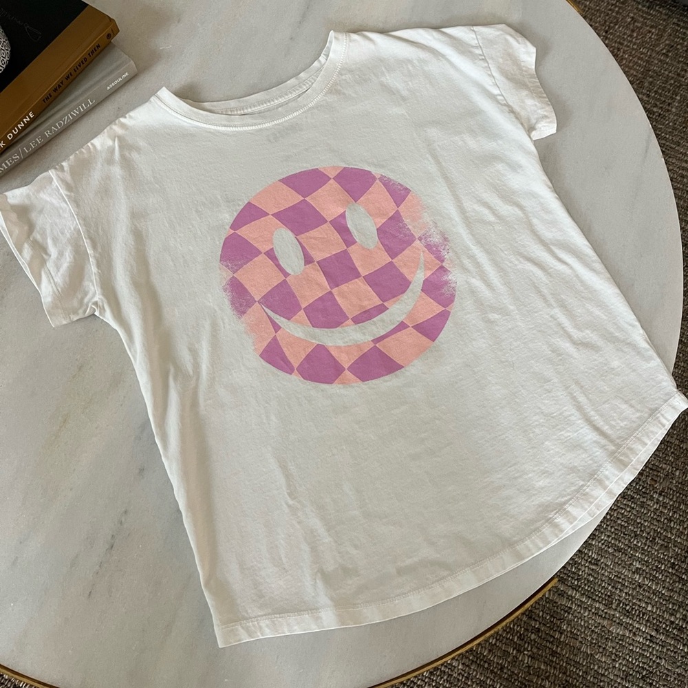 Vintage Canvas checkered smiley face t-shirt size small